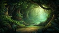 Realistic Fantasy Cartoon Forest Path Illustration In 32k Uhd