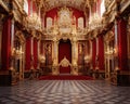 realistic fantasy red interior of the royal palace.