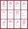 Realistic fashion clothing and accessories vertical calendar 2018.