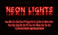 Realistic fashionable neon font