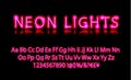 Realistic fashionable neon font