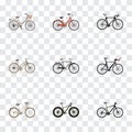 Realistic Fashionable, Old, Competition Bicycle And Other Vector Elements. Set Of Bicycle Realistic Symbols Also