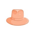 Realistic felt hat for men or women. Elegant accessory. The orange object isolated on white background. Vector