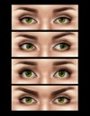 Realistic Female Eyes Expressions Set