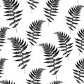 Realistic fern seamless pattern vector illustration. Detailed bracken fern vector, tropical forest.