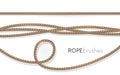 Realistic fiber ropes.Rope brushes .Jute twisted cords with loops isolated on white background. Decorative elements with Royalty Free Stock Photo