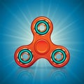 Realistic fidget spinner. Stress relieving toy. Trendy hand spinning machine.