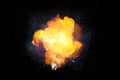 Realistic fiery bomb explosion with sparks and smoke Royalty Free Stock Photo