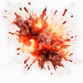 Realistic fiery explosion of dynamite with sparks on a white background