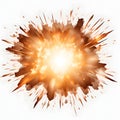 Realistic fiery explosion of dynamite with sparks on a white background