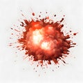 Realistic fiery explosion of dynamite with sparks on a white background