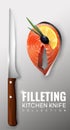 Realistic Filleting Kitchen Knife Concept Royalty Free Stock Photo