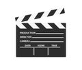 Realistic film clapper sign. Simple icon or logo isolated on white background. Flat style vector illustration