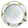 Realistic fine china white cup and saucer with gold rim Royalty Free Stock Photo