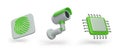 Realistic fingerprint, surveillance camera, microprocessor. Work of security service