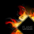 Realistic fire background in rhombus. Flame burn design for banners, posters, massages, announcements