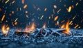 A realistic fire effect, isolated and set against a black background, used for decoration and coverage, showcasing Royalty Free Stock Photo