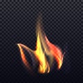 Realistic fire effect, vector icon or clipart.