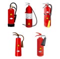 Realistic fire extinguisher set in red color Royalty Free Stock Photo