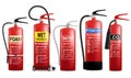 Realistic fire extinguisher set, vector isolated illustration Royalty Free Stock Photo