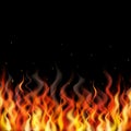 Vector seamless fire flame horizontal pattern on white background. Royalty Free Stock Photo