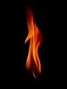 Realistic Fire Flame Isolated on Black Background Royalty Free Stock Photo