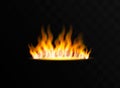 Realistic fire flames set on transparent black background.Vector illustration Royalty Free Stock Photo
