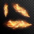 Realistic fire flames vector effect for design.