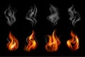 Realistic Fire Smoke Colored Icon Set Royalty Free Stock Photo