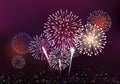 Realistic fireworks background vector