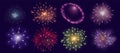Realistic fireworks burst effect for festive, celebration or party. Firecracker explosion for diwali carnival. Night sky