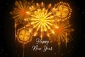 Realistic fireworks new year background isplay images with colourful glowing particles vector illustration