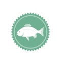 Realistic fish emblem seafood restaurant vector logo and illustration