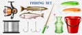 Realistic Fishing Elements Transparent Set