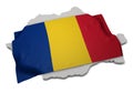 Realistic flag covering the shape of Romania (series)