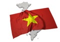 Realistic flag covering the shape of Vietnam (series)