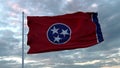 Realistic flag of Tennessee waving in the wind against deep Dramatic Sky. 4K UHD 60 FPS Slow-Motion