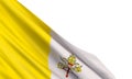 The realistic flag of Vatican City isolated on a white background.