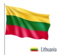 Realistic flag on white background. Lithuania. Vector illustration