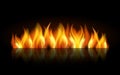 Realistic flame, fire on black background Royalty Free Stock Photo