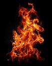 Realistic flames and fiery textures on a black background. Generative AI Royalty Free Stock Photo