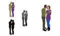 Realistic flat colored illustration of a man kissing his partner Royalty Free Stock Photo