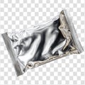 Realistic Flat Foil Pouch Metallic Surface Clean Mockup Presentation Isolated on a Transparent or White Background Royalty Free Stock Photo