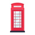 Realistic flat style Detailed Red London Street Phone Booth Isolated on White Background. Royalty Free Stock Photo
