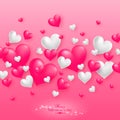 Realistic floating 3D Valentine hearts background Royalty Free Stock Photo