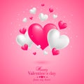 Realistic floating 3D Valentine hearts background Royalty Free Stock Photo