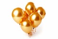 Realistic floating gold balloons isolated on white background. Generated AI Royalty Free Stock Photo