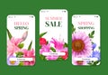 Realistic floral app design template collection