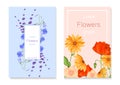 Realistic floral cards collection template