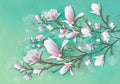 Realistic Magnolia flower isolated on light background. Magnolia branch is a symbol of spring, summer, feminine charm, femininity